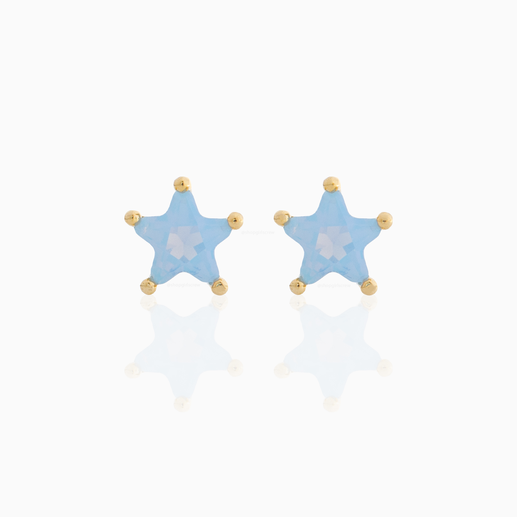 Milky Blue Star Studs