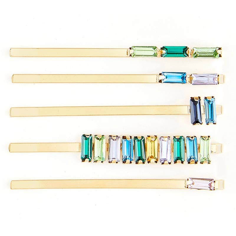 Crystal Bobby Pins - Blue Jewels