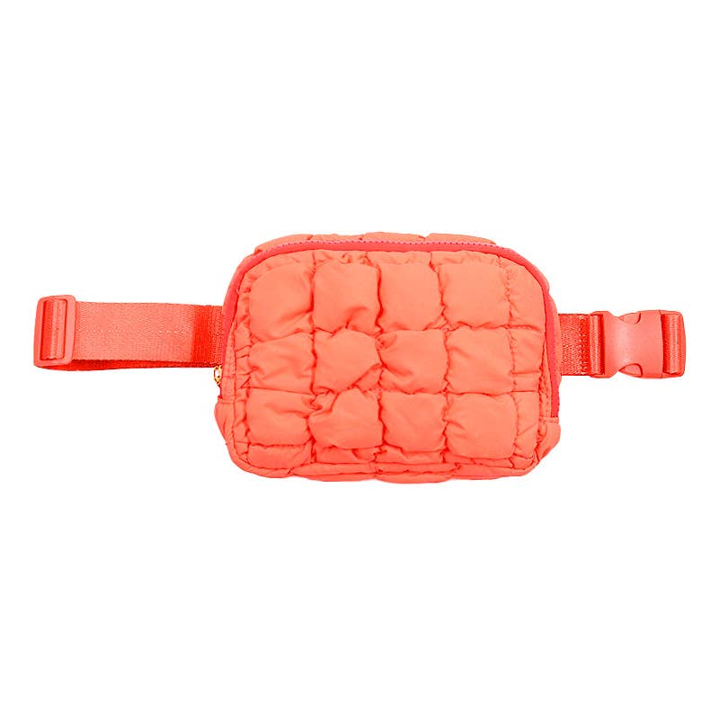 Neon Orange Puffer Waist Bag
