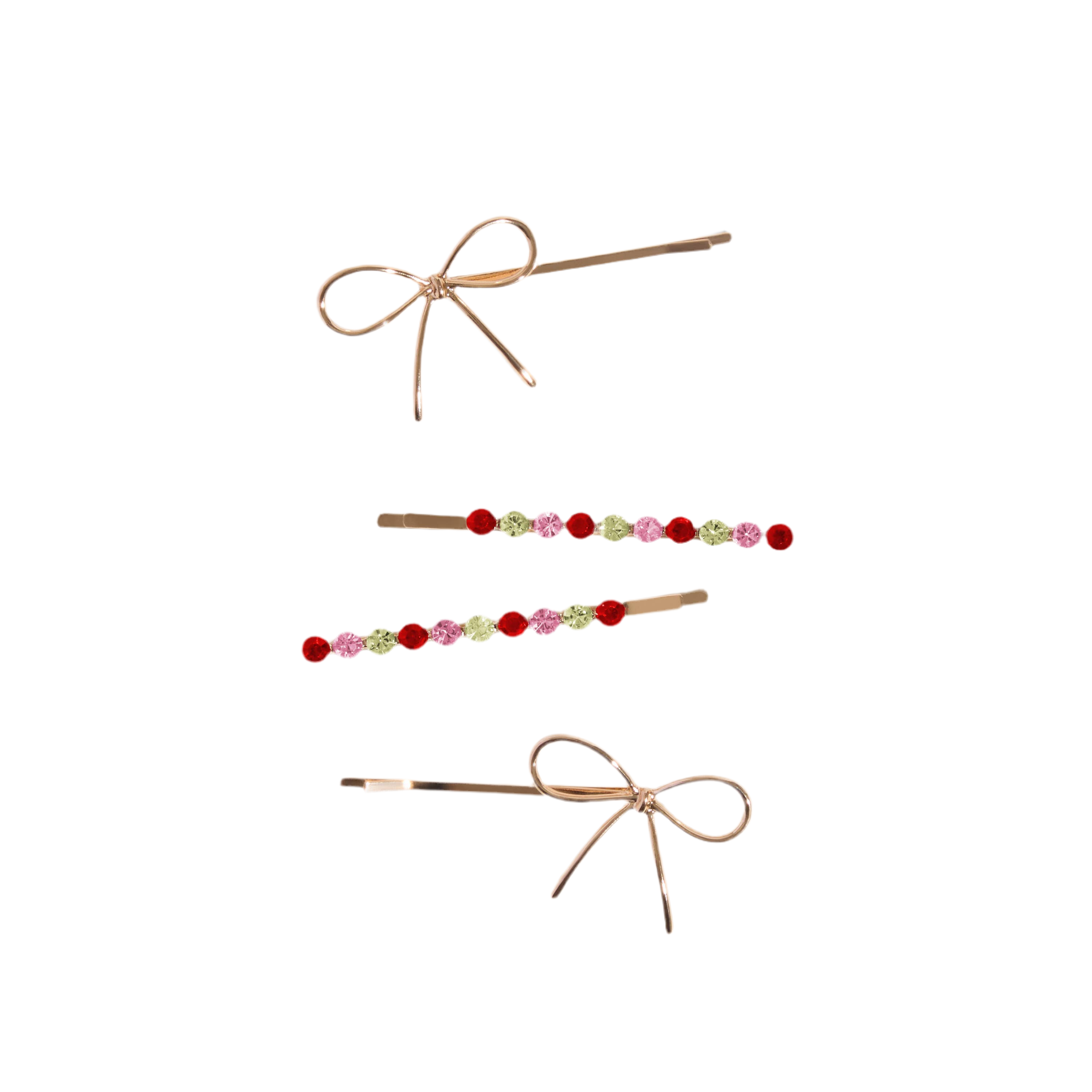 Holiday Gemstone and Bow Bobby Pins