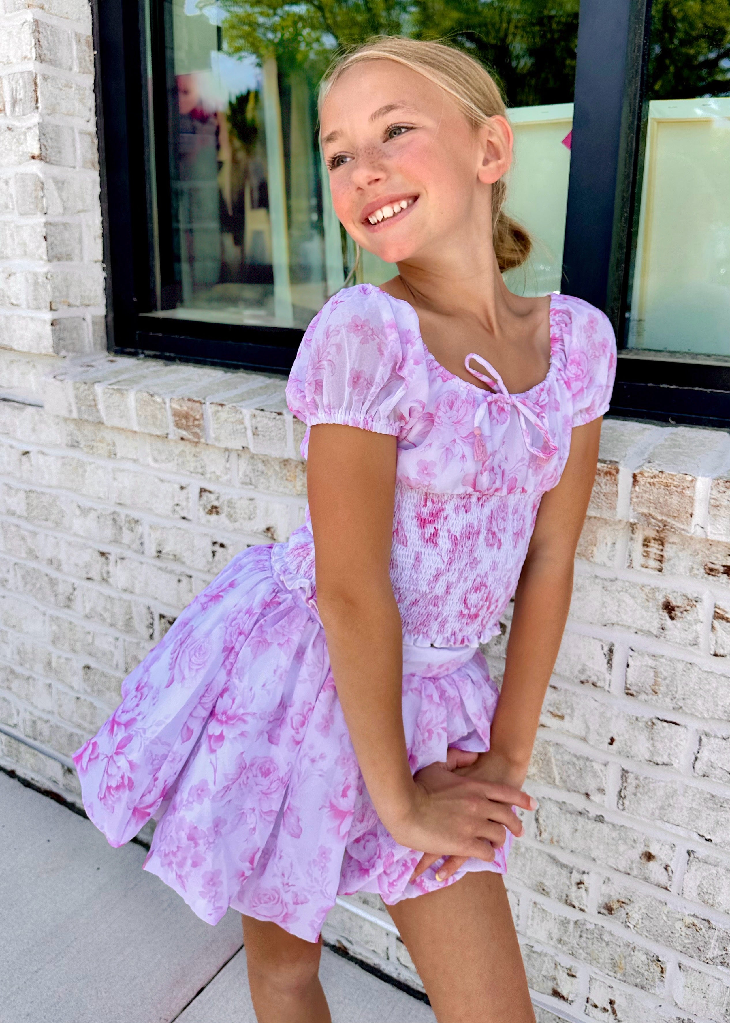 Pink Floral Smocked Top