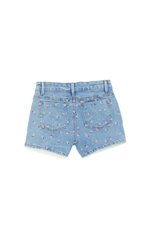 Brittany Fray Hem Short With Ditsy Floral Embroidery