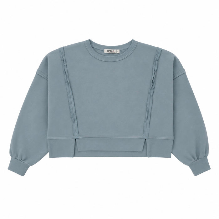 T2Love Dusty Blue Raw Edge Sweatshirt