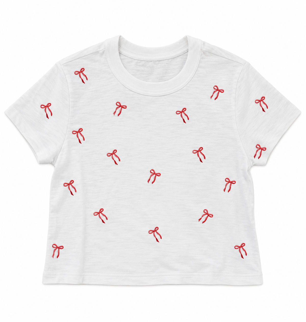 Tween Fearless Embroidered Red Bows Tee