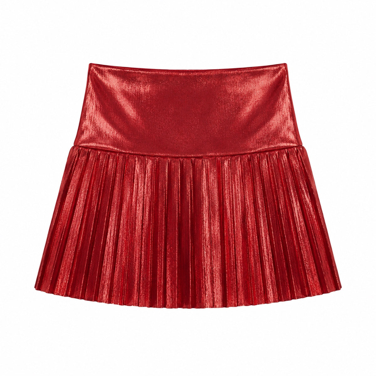 Red Metallic Pleated Skort