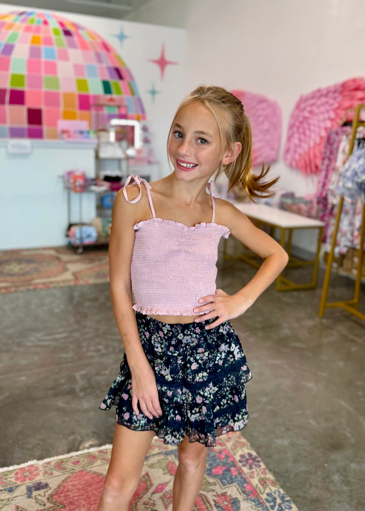 Georgia Satin Smocked Top