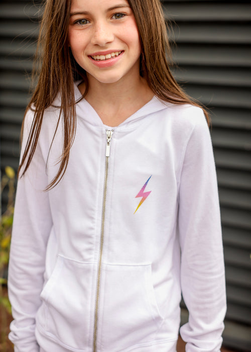 Ombré Lightening Bolt Zip Up Hoodie