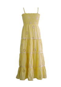 Striped Embroidery Maxi Dress