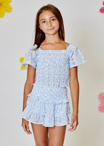 Off White Floral Eyelet Dress