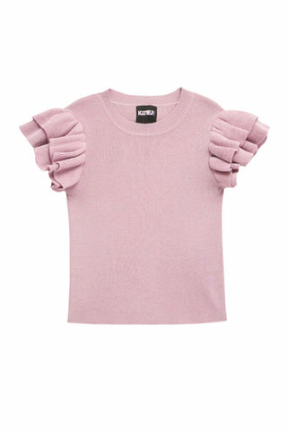 Tee With Ruffle Sleeves