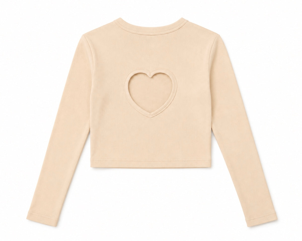 Sloane Ribbed Heart Long Sleeve Top-2 Colors