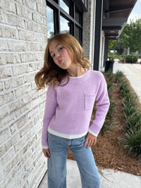 Lilac Layered Pocket Sweater