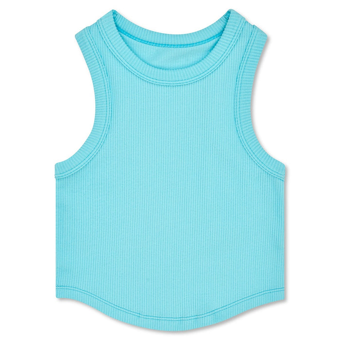 Cropped Ribbed Racerback Top Light Blue
