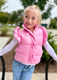Pink Ruffle Puffer Vest