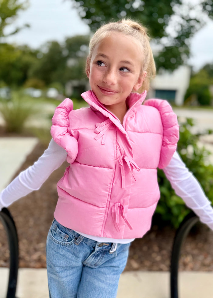 Pink Ruffle Puffer Vest