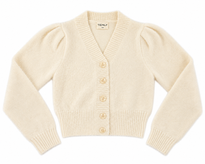 Tween Eyelash V-Neck Button Down Cardigan