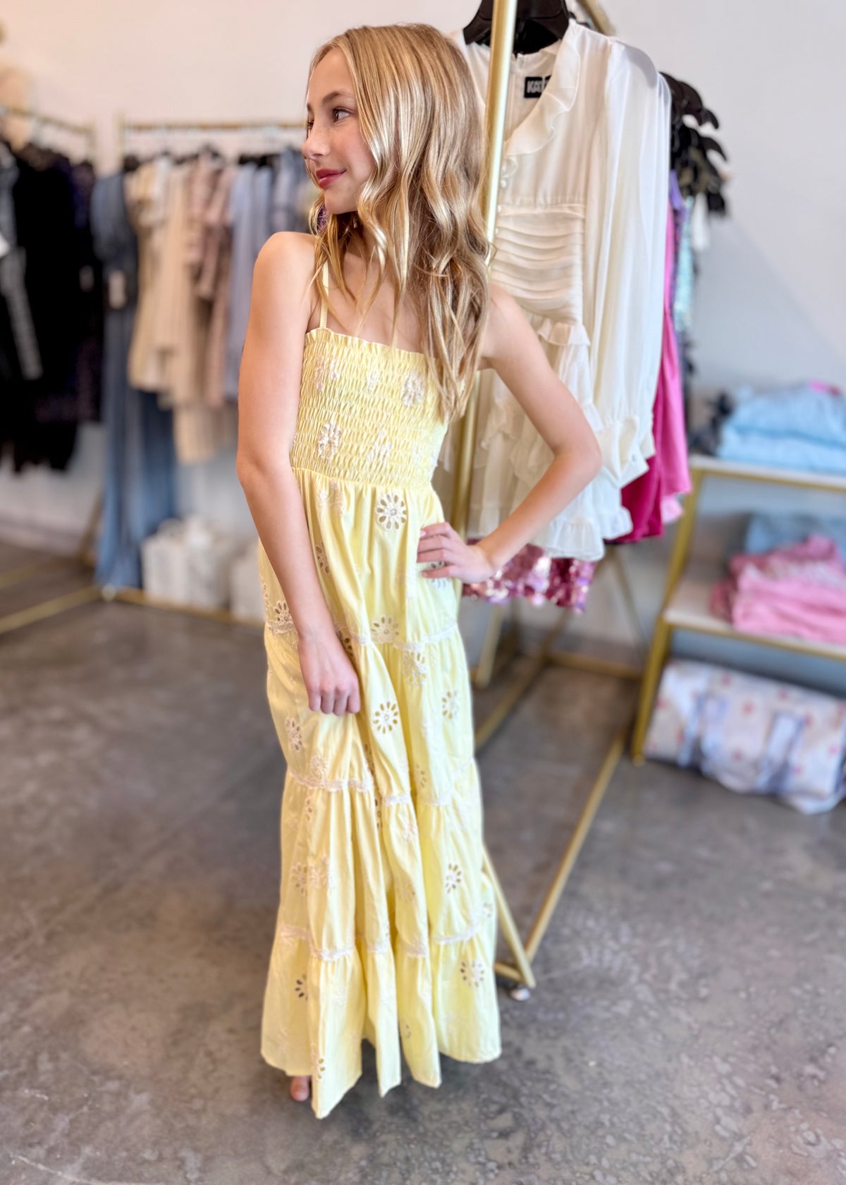 Striped Embroidery Maxi Dress