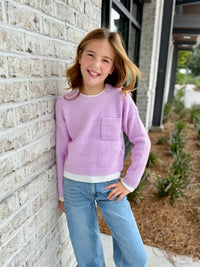 Lilac Layered Pocket Sweater