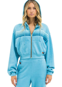 Aviator Nation Women’s 5 Stripe Cropped Zip Hoodie