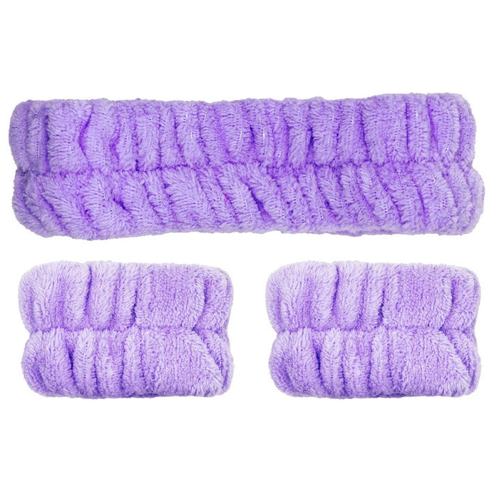 CALA Plush Spa Headband and Wristband 2 Piece Set