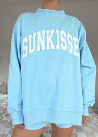 Berry Blue Varsity Sunkissed Embroidered Mockneck Sweatshirt (2 Colors)
