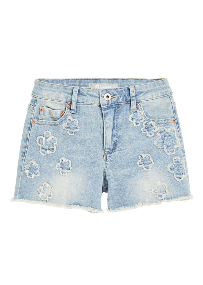 Floral Patch Frey Hem Shorts