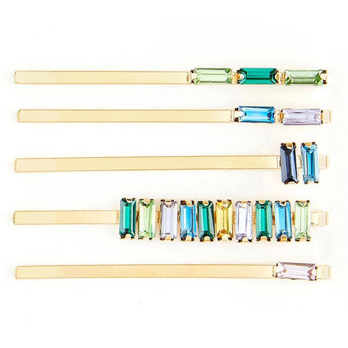Crystal Bobby Pins - Blue Jewels