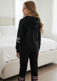 Pink Sequin Bow Jogger Set