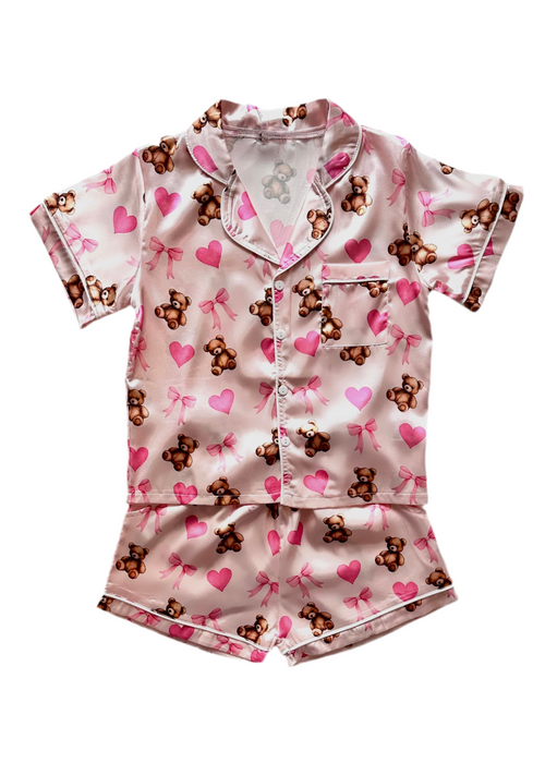 Silky Bears And Bows PJ Set