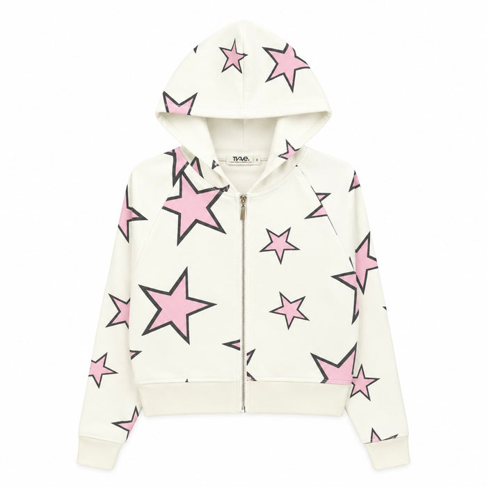 T2Love Pink Star Print Zip Hoodie