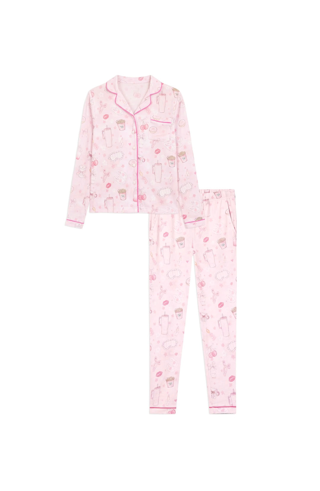 Blush Club Long Sleeve Jersey Pajama Pant Set