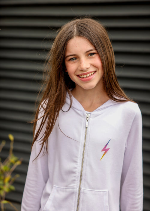 Ombré Lightening Bolt Zip Up Hoodie