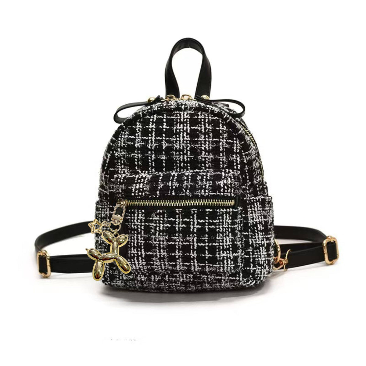 girls' mini backpack purse Tweed Black Mini Backpack