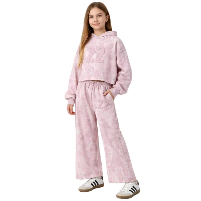 Pink Camo Stud Wide Leg Sweatpant