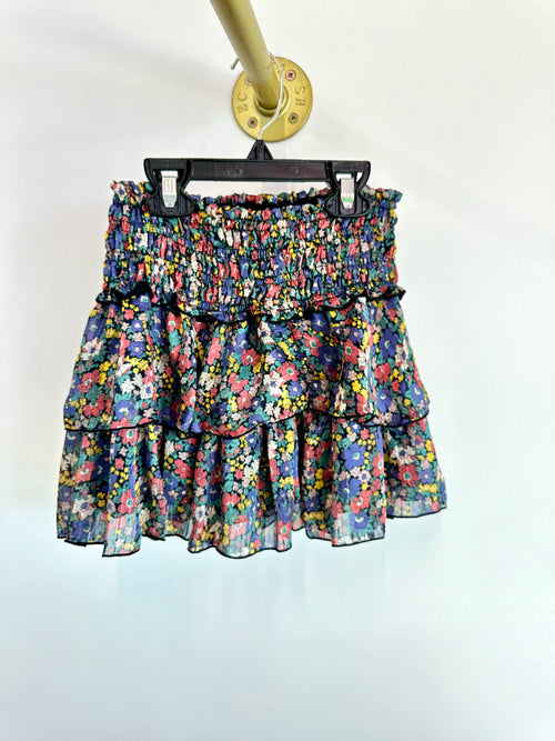 Multi Floral Smocked Ruffle Skirt