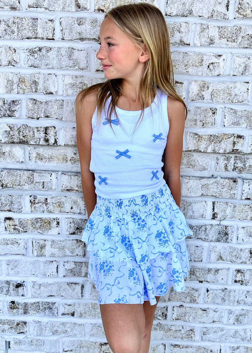Blue Bouquet Floral Skirt