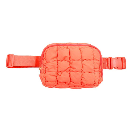 Neon Orange Puffer Waist Bag