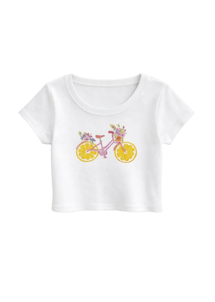 Tween Lemon Bike Graphic Baby Tee