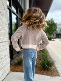 Mocha Stripe Cropped Sweater