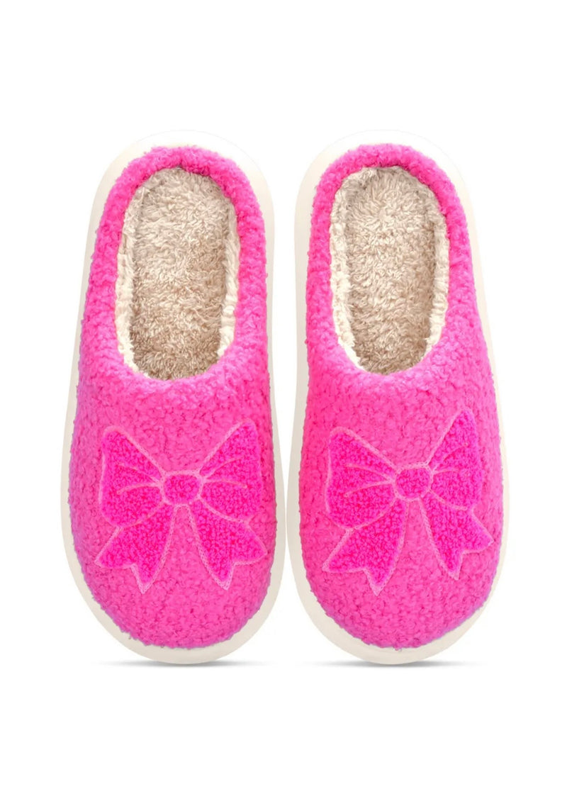 Pink Cozy Bow Slippers