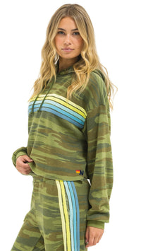 Aviator Nation 5 Stripe Crop Hoodie