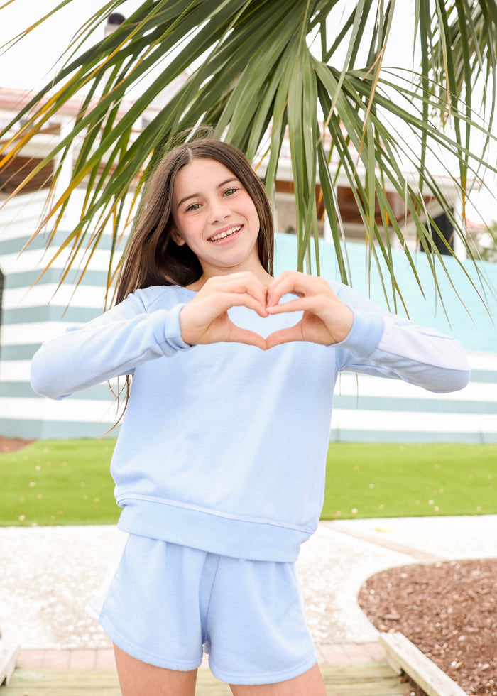 Light Blue Contrast Stripe Shorts