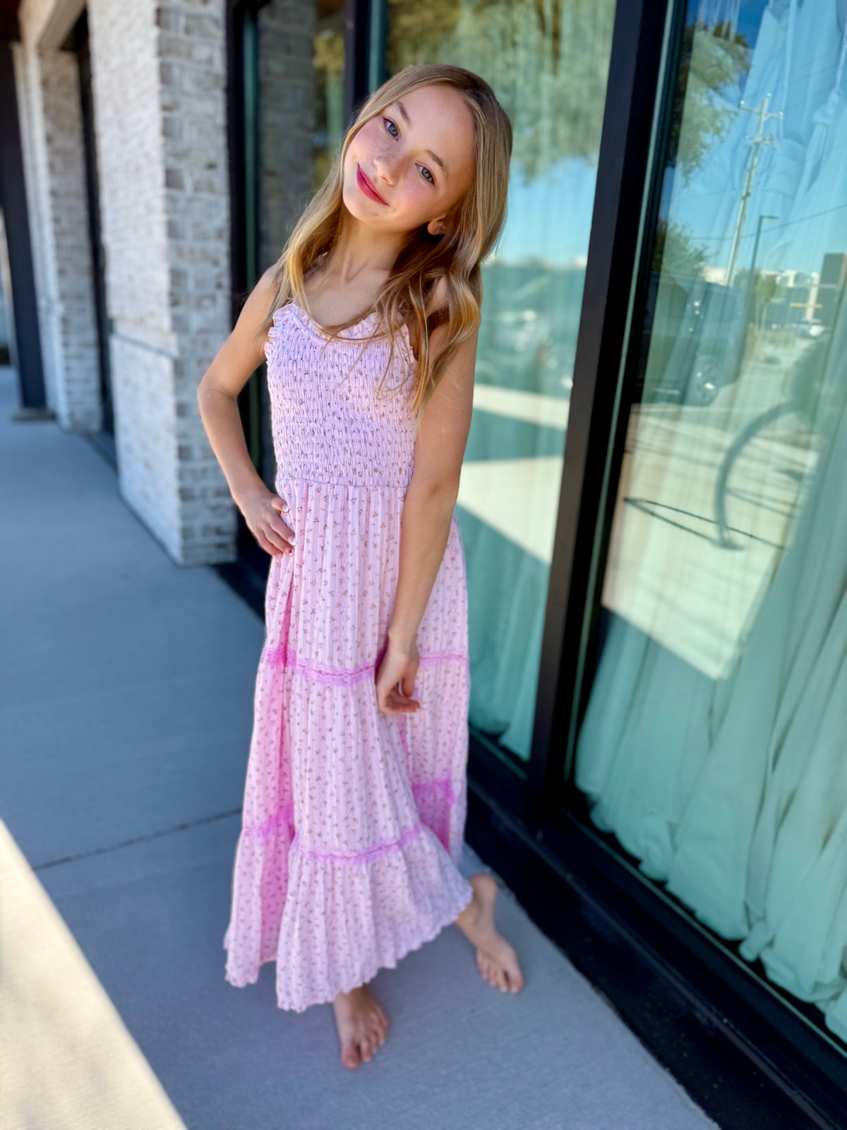 Blush Garden Smocked Maxi Dress