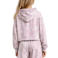 Pink Camo Stud Cropped Hoodie