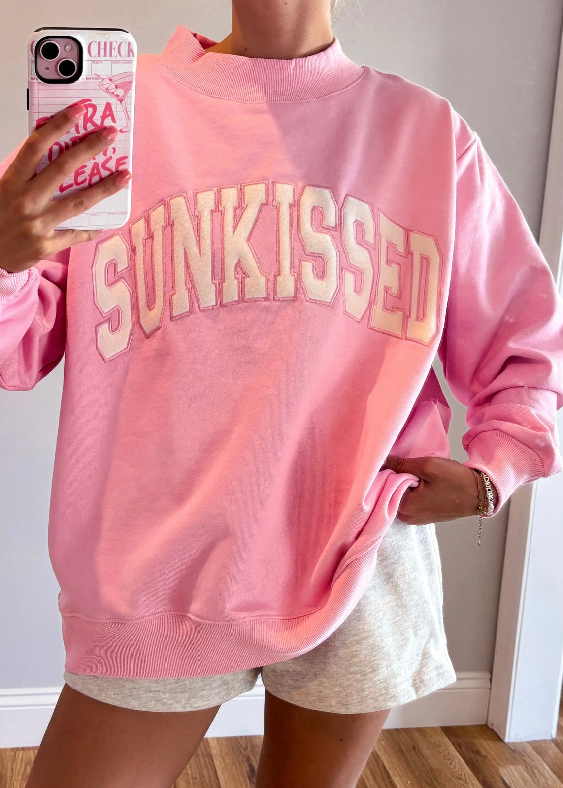 Berry Blue Varsity Sunkissed Embroidered Mockneck Sweatshirt (2 Colors)