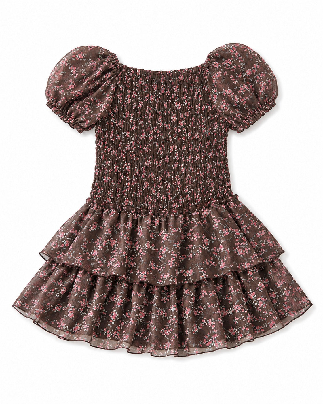 Chocolate Rose Smocked Chiffon Dress