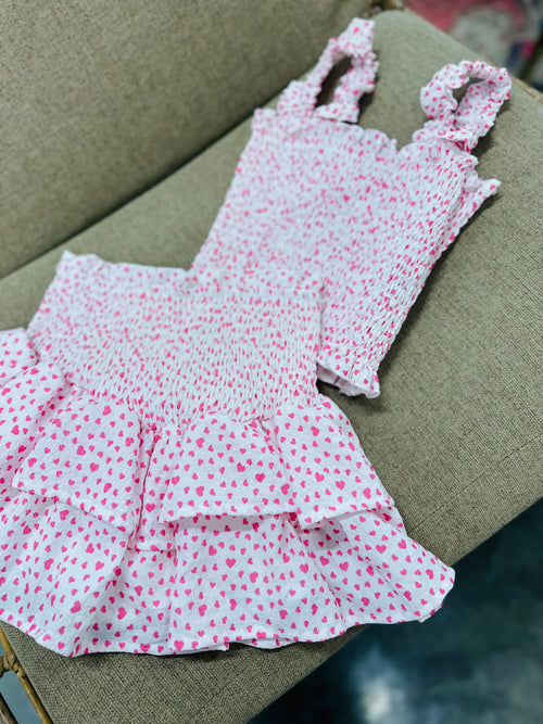 Mini Hearts Smocked Top and Skirt Set