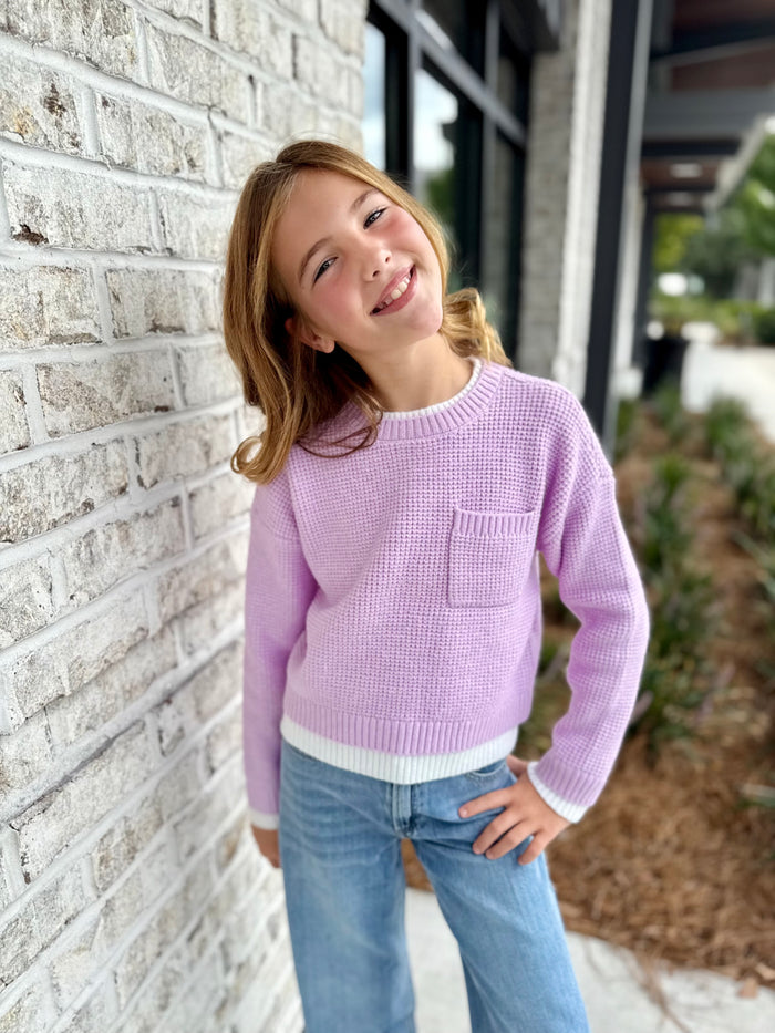 Lilac Layered Pocket Sweater