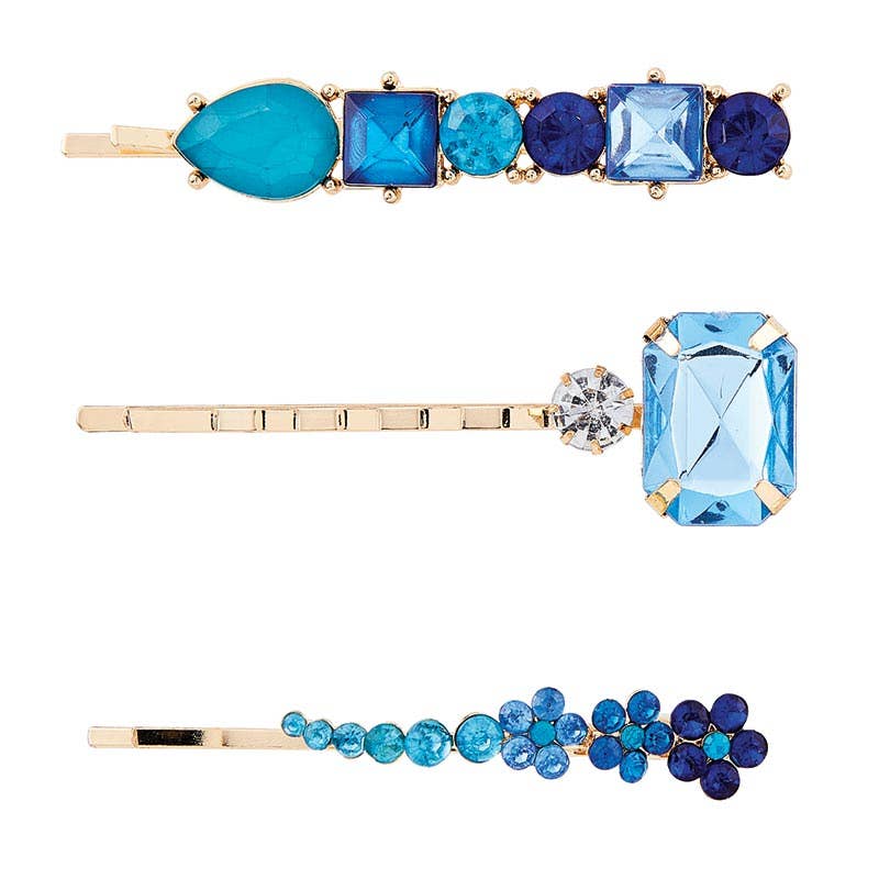 Crystal Hair Pins - Aqua Jewels