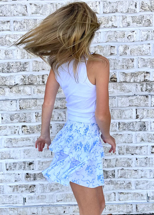 Blue Bouquet Floral Skirt